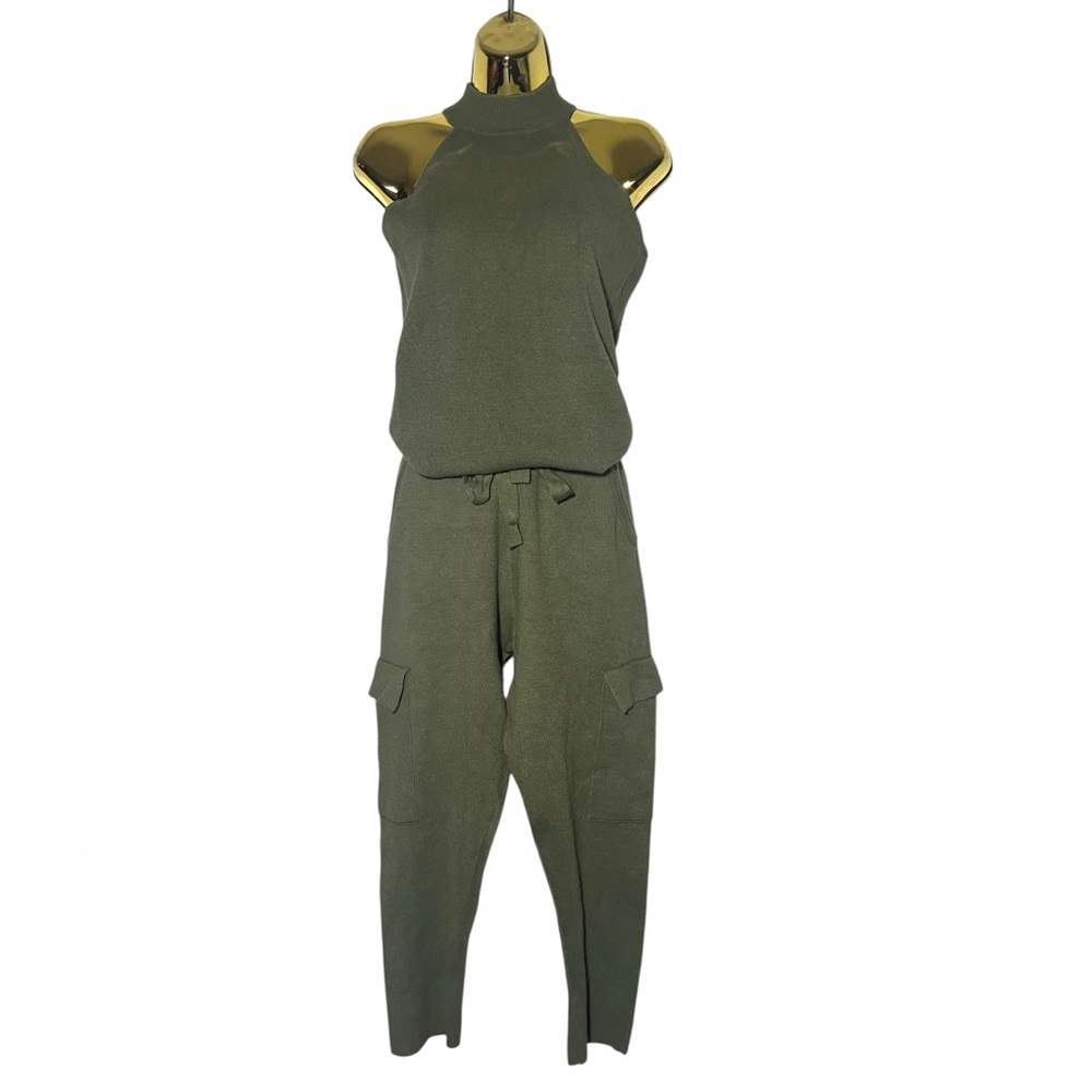Ellor Olive Green Knit 3pccardigan And Pants Set S View 4